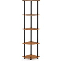 Furinno Estante de esquina de 5 niveles Cereza ligera-negro 5 niveles